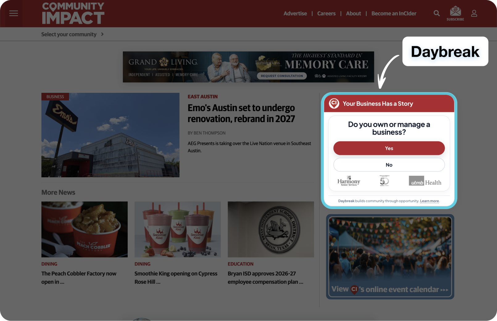 Daybreak example on a publisher's page